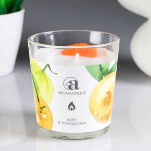 Свеча ароматическая в стакане "Юзу и Мандарин" с фигуркой, 140 гр