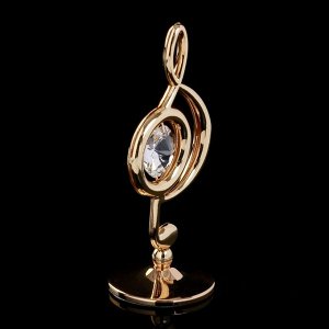 Сувенир с кристаллами Swarovski "Скрипичный ключ" золото 7,6х3,7 см