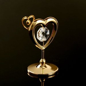 Сувенир с кристаллами Swarovski "Двойное сердце" 5,1х4,1 см