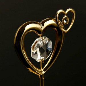 Сувенир с кристаллами Swarovski "Двойное сердце" 5,1х4,1 см
