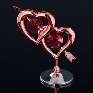 Сувенир с кристаллами Swarovski "Двойное сердце со стрелой" 6,6х6,6 см