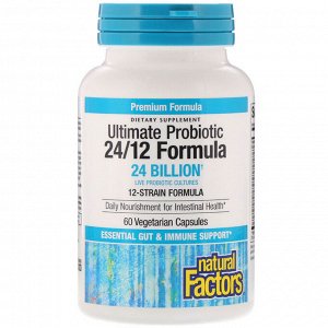 Natural Factors, Ultimate Probiotic, 24/12 Formula, 24 Billion CFU, 60 Vegetarian Capsules