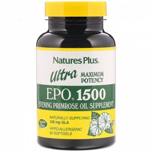 Nature&#x27 - s Plus, Пищевая добавка Ultra EPO 1500, максимальная энергия, 60 капсул