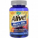 Nature&amp;#x27 - s Way, Alive!, жевательные витамины для мужчин старше 50 лет, 75 жевательных таблеток