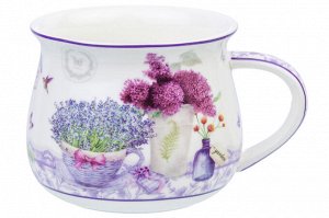 Кружка 250 мл 11*8,5*7 см "Лаванда", бочонок, NEW BONE CHINA