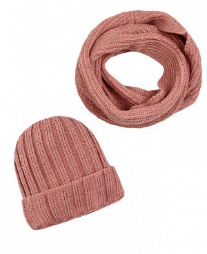 Комплект для девочки (шапка + снуд) Цвет: гр.розовый