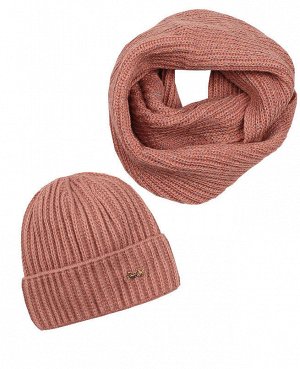 Комплект для девочки (шапка + снуд) Цвет: гр.розовый