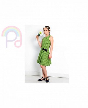 Зеленое платье в горошек для девочки Цвет: зеленый+горох
