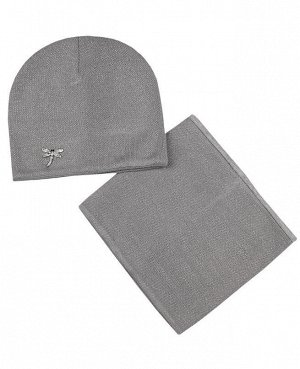Комплект для девочки (шапка+снуд) Цвет: серый