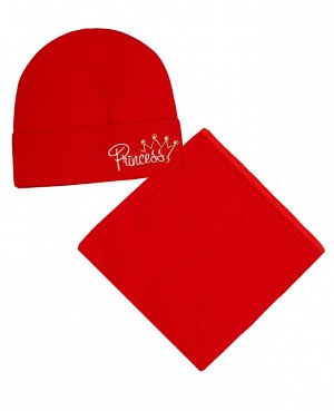 Комплект для девочки (шапка+снуд) Цвет: красный