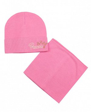 Комплект для девочки (шапка+снуд) Цвет: розовый