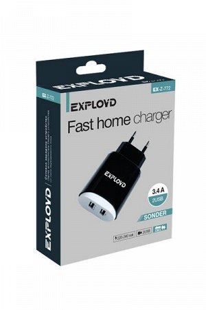 Exployd, 3.4A, 2.4А+1А, 2хUSB, чёрный