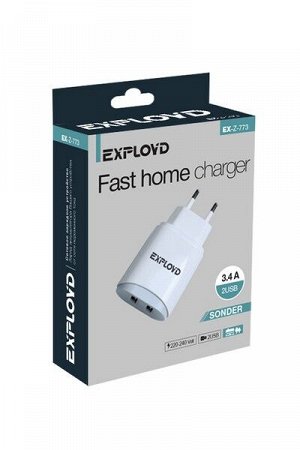 Exployd, 3.4A, 2.4А+1А, 2хUSB, белый