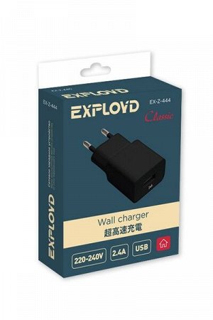 Exployd, 2.4A, 1хUSB, чёрный, Classic, EX-Z-444