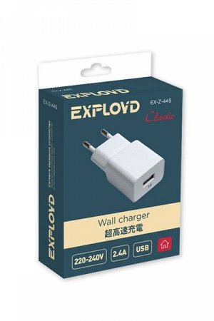 Exployd, 2.4A, 1хUSB, белый