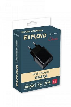 Exployd, 3.1A, 2.1А+1А, 2хUSB, чёрный