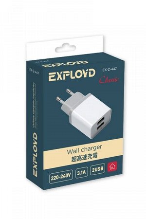 Exployd, 3.1A, 2.1А+1А, 2хUSB, белый