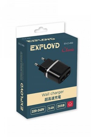 Exployd, 3.4A, 2.4А+1А, 2хUSB, чёрный