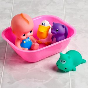 Набор игрушек для игры в ванне «Пупс в ванне», 5 предметов, цвет МИКС