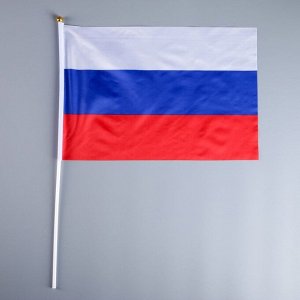 Флаг России, 30 х 45 см, шток 60 см, полиэфирный шёлк