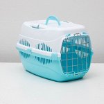 Переноска для животных до 9 кг &quot;Пижон&quot;, металлическая дверь, 43 х 29 х 27,5 см, бело-голубая