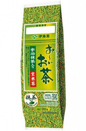 Чай зеленый листовой Ген майча с обжареным рисом и добавлением Маття 200г 1/20 Япония