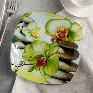 Тарелка десертная  «Зелёная орxидея», d=20 см