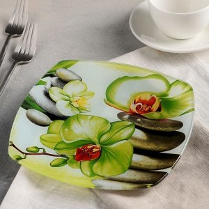 Тарелка десертная  «Зелёная орхидея», d=20 см