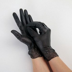 Перчатки виниловые, размер L, 100 шт/уп, 9 гр, цвет чёрный
