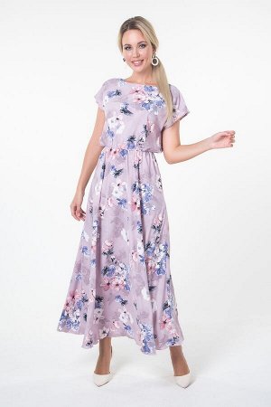 Платье Дарья №8.Цвет:светло-сиреневый/цветы