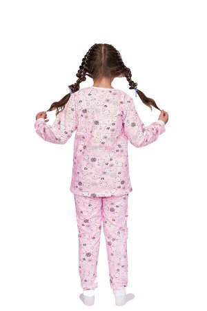 Пижама детская теплая, модель 316, трикотаж (22 размер, Кошечки, розовый)