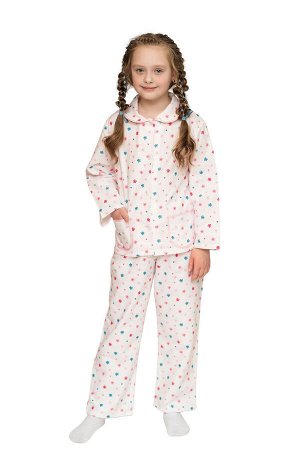 Пижама для девочки, модель 307, фланель (24 размер, Цветочки, розовый)