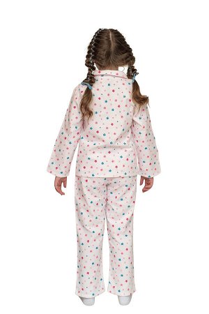Пижама для девочки, модель 307, фланель (24 размер, Цветочки, розовый)