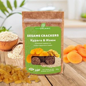 Кунжутные крекеры WAYORGANIC Курага и Изюм