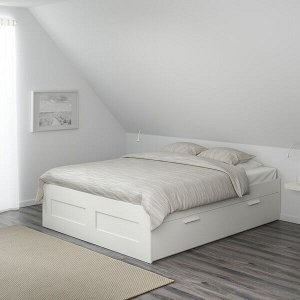 БРИМНЭС Каркас кровати с ящиками, белый, Лурой, 140x200 см