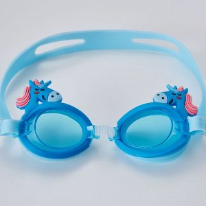 Детские очки для плавания, принт "единорог", цвет синий