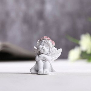 Сувенир полистоун "Малышка-ангел в платьице в розовом веночке" МИКС 3.7х3х3.4 см