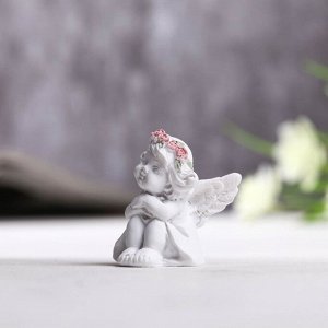 Сувенир полистоун "Малышка-ангел в платьице в розовом веночке" МИКС 3.7х3х3.4 см