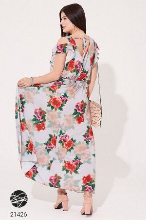 Платье макси с цветочным принтом и вырезом на спине