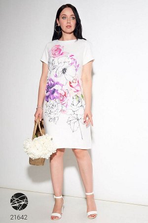 Льняное платье с цветочным принтом