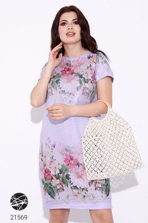 Льняное платье с цветочным принтом