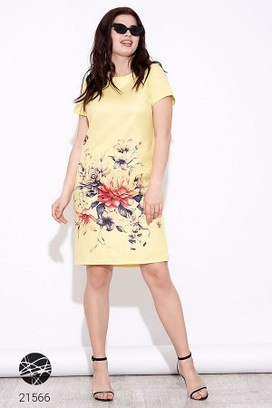 Льняное платье-футляр с цветочным принтом
