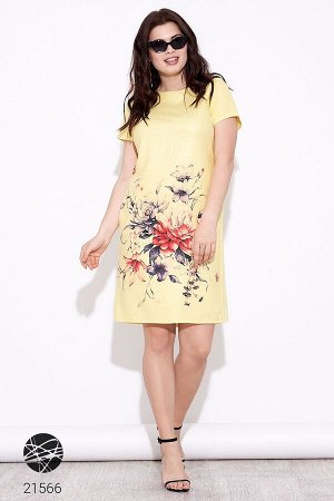 Льняное платье-футляр с цветочным принтом