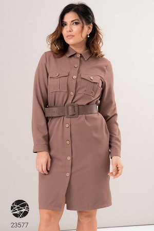 Платье-рубашка с ремнём из экокожи