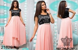 Платье вечернее из розового шифона  - 21829