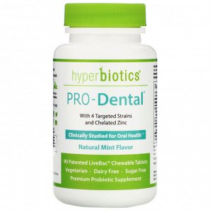 Hyperbiotics, PRO-Dental, вкус натуральной мяты, 90 жевательных таблеток