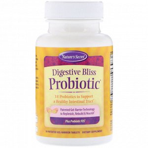 Nature&#x27 - s Secret, Пищеварительный пробиотик Bliss, 30 запатентованных таблеток в желатиновой оболочке