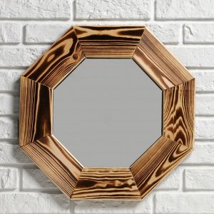 Зеркало "Восьмигранное", сосна, обжиг, 47x47 см