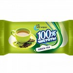 ТМ 100% Чистоты Салфетки влажные 15шт с ароматом зелёного чая  /140шт/