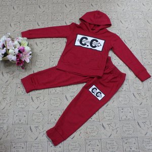 Рост 112-120 см. Детский костюм Ceter_Cels с оригинальным принтом рубинового цвета.